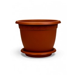 Горшок для цветов с поддоном «Борнео», 25.8 л, пластиковый, цвет терракотовый