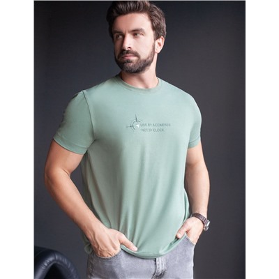 Футболка полуприлегающего кроя с принтом из премиального хлопка