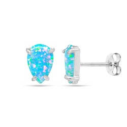 Серьги из серебра опал голубой, МОВ0294