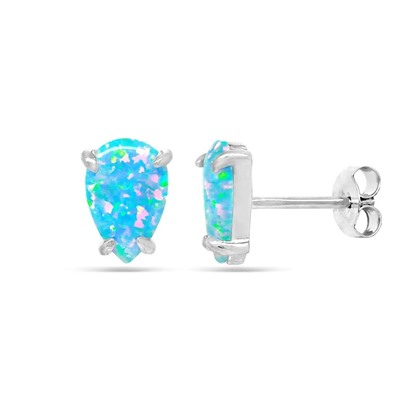 Серьги из серебра опал голубой, МОВ0294