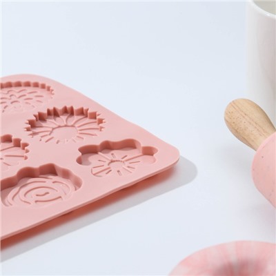 Форма для шоколада Доляна «Цветочная поляна», силикон, 22.5×16.5×0.5 см, 12 ячеек, цвет МИКС