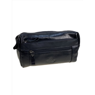 Сумка мужская на пояс из натуральной кожи, цвет черный