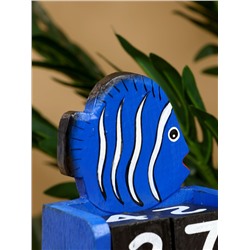 Календарь настольный «Экзотическая рыбка», 11×5×14 см, дерево, синий