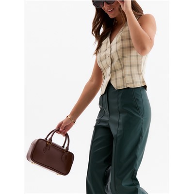 Брюки женские из экокожи MINAKU: Eco leather, зелёные, размер 42