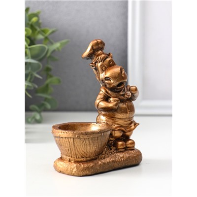 Фигурка-подставка для мелочей «Конь шеф повар», подсвечник, 12×9.5×5.5 см, бронза