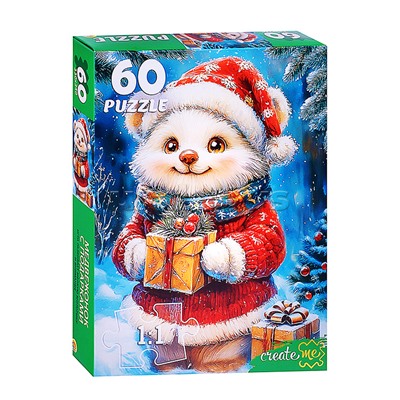 Пазлы 60 "Медвежонок с подарками"