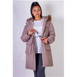 Зимняя парка удлиненная, с капюшоном натуральный мех арт. 619 (Коричневый)