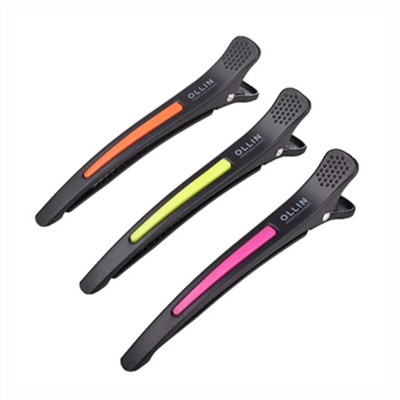 Ollin Зажимы для волос пластиковые с силиконовыми вставками 398431, 11,5 см, 6 шт. 23341