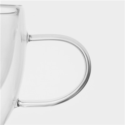 Кружка с двойными стенками Magistro «Дуо. Tea», 200 мл, 12.5×9×7.5 см, стекло, прозрачная