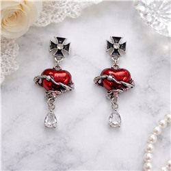 Серьги готические сердце необычные, арт.002.128