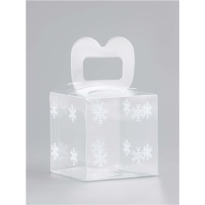 Коробка подарочная новогодняя складная ПВХ «Снежинки» 5×5×5 см