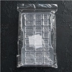 Форма для конфет и шоколада «Лего», пластик, 24 ячейки, 20×12×2.5 см, глубина 1.5 см, прозрачная