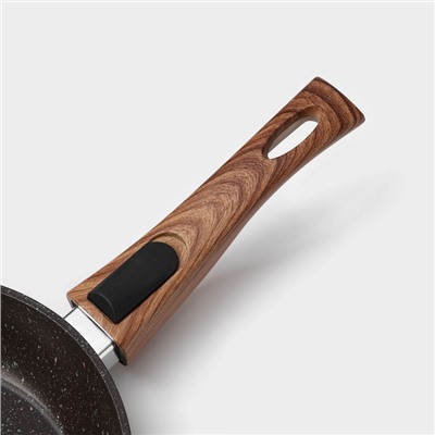 Сковорода Magistro Granit, d=20 см, съёмная ручка soft-touch, антипригарное покрытие, индукция, кованый алюминий, чёрная
