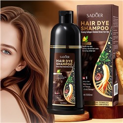 Шампунь для коричневых волос оттеночный с женьшенем, черным кунжутом и грибом рейши Sadoer, 500 мл.
