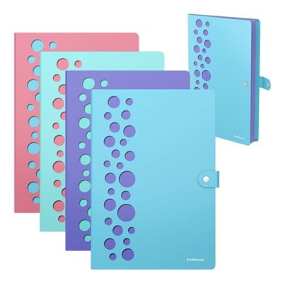 Папка  4 отд. на кнопке  А4 61211 Diagonal Pastel ErichKrause