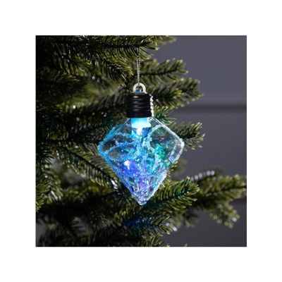 Ёлочный шар «Морозный кристалл», 11×7.5 см, 1 LED, от батареек, свечение RGB
