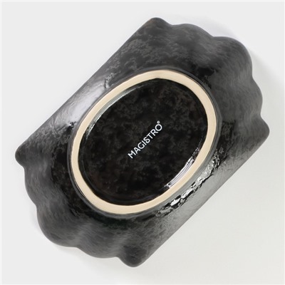 Салатник Magistro «Ночной дождь», 13×8×4.5 см, фарфор, чёрный