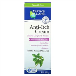 Earth's Care, Anti-Itch Cream, Shea Butter and Almond Oil, 2.4 oz, (68 g)