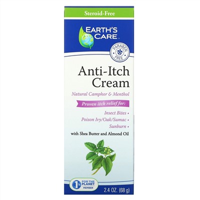 Earth's Care, Anti-Itch Cream, Shea Butter and Almond Oil, 2.4 oz, (68 g)