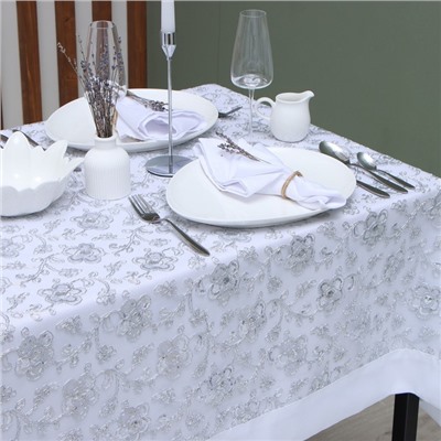 Скатерть «Этель» с пайетками, 85×85±5 см, белая