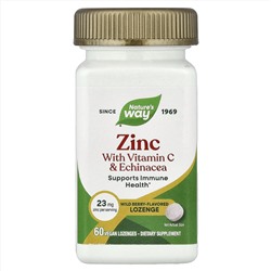Nature's Way, цинк с витамином C и эхинацеей, вкус лесных ягод, 60 веганских пастилок