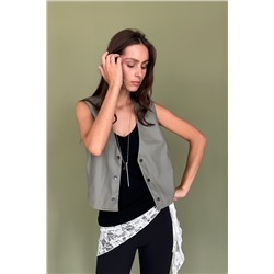 Жилетка эко-кожа  ECO039/01/Оливка