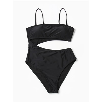 Купальник женский слитный с вырезом на животе MINAKU, размер 46, чёрный