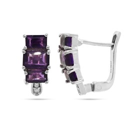 Серьги из серебра аметист, Мульти