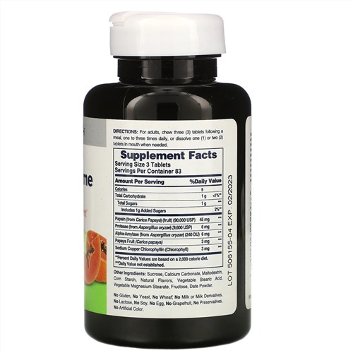 American Health, ферменты папайи с хлорофиллом, 250 жевательных таблеток