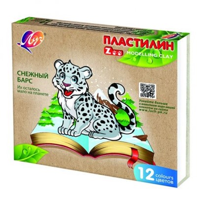Пластилин  12цв 180 гр. "ZOO" без стека 29С 1722-08 Луч
