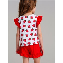 Комплект трикотажный для девочек: фуфайка (футболка), юбка-шорты