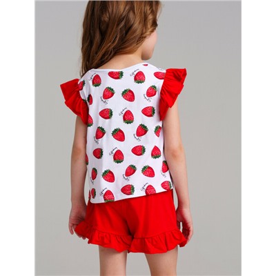 Комплект трикотажный для девочек: фуфайка (футболка), юбка-шорты