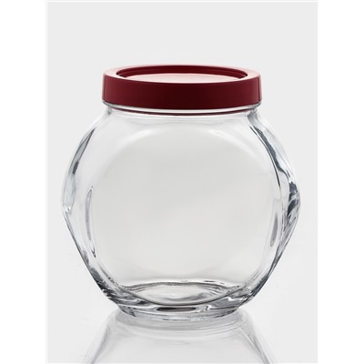 Банка для хранения сыпучих продуктов Paşabahçe Bella, 1.5 л, стекло, с красной крышкой, прозрачная