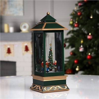 Светодиодная фигура «Фонарь с ёлкой» 10.5×26×10.5 см, пластик, батарейки ААх3 (не в комплекте), USB, свечение тёплое белое