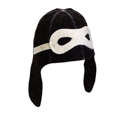 Шапка для бани и сауны «Шлем пилота», полиэфир 70%, шерсть 30%, тёмная, «Добропаровъ»