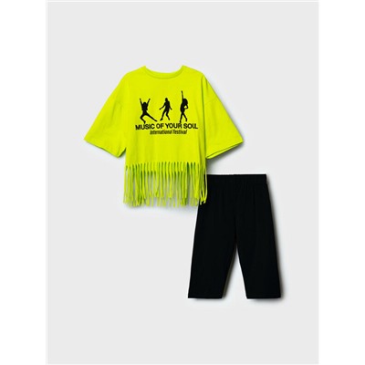 Комплект трикотажный для девочек: джемпер (футболка), брюки (легинсы укороченные)