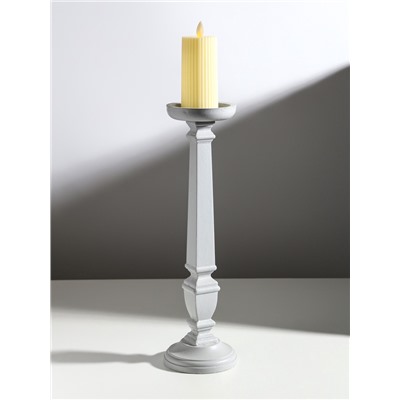 Деревянный подсвечник на 1 свечу «Пантеон», св. серый, 11.5×11.5×39.5 см