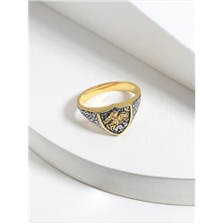 Печатка мужская из золочёного серебра с чернением - Святой Георгий Победоносец 925 пробы 1-173чз