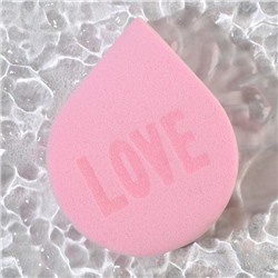 Спонж-капля плоская LOVE, увеличивается при намокании, розовый, Beauty Fox
