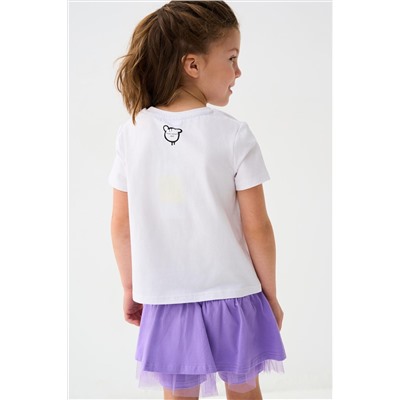 Комплект трикотажный для девочек: фуфайка (футболка), юбка-шорты PLAYTODAY, 1240016