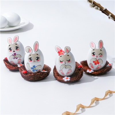 Пасхальный декор яиц «Зайки» на пасху, 14.5×15×2 см