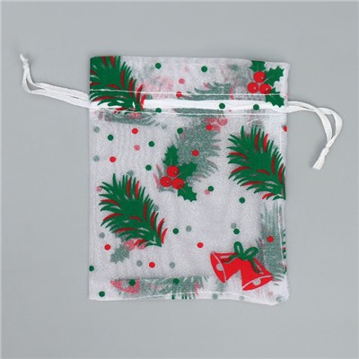 Мешочек подарочный новогодний органза «Рябина», 10×12 см ± 1.5 см