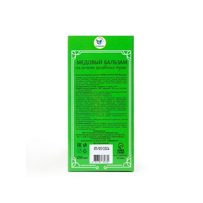 Безалкогольный алтайский медовый бальзам на травах Vitamuno «Женский», 250 мл