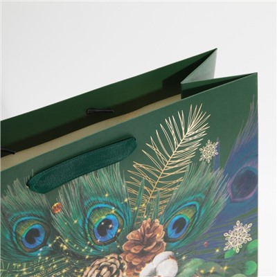 Пакет подарочный новогодний ламинированный «Счастливого Нового года», L 31×40×11.5 см