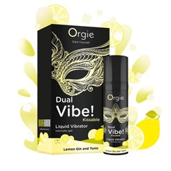 Съедобный жидкий вибратор Dual Vibe! со вкусом лимонного джина с тоником - 15 мл.