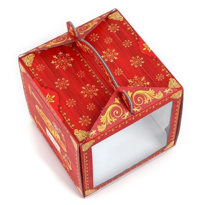 Коробка кондитерская с окном, сундук, «Новогодняя почта», 20×20×20 см,