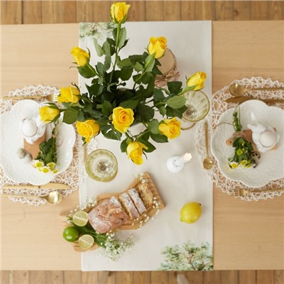 Дорожка на стол Этель «Кроличья ферма» 40×149 см, 100% хлопок, саржа 190 г/м², белая