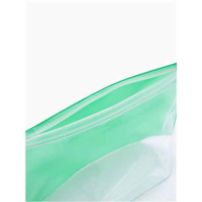 Косметичка для бассейна с застёжкой зип-лок, без рисунка, прозрачная/зелёная