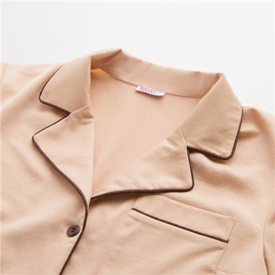 Пижама женская (рубашка, брюки) MINAKU: Light touch, бежевая, размер 52