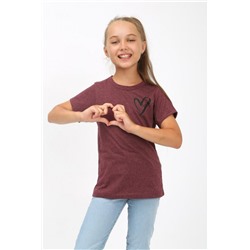 Футболка Сердечко бордо арт. ФУ/сердечко-бордо (В ассортименте)